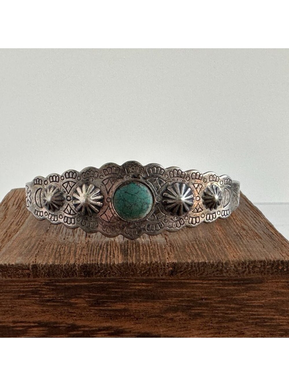 Fred Harvey Era Sterling Silver Turquoise Cuff Bracelet 6.5